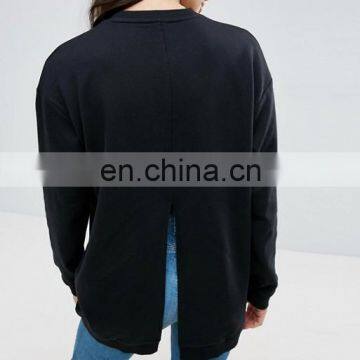OEM Factory High Quality Cheap Price Crew Neck Sweatshirt Longline Split Back Sweatshirt photo-3