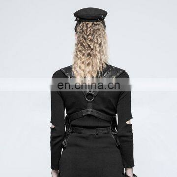 Punk Rave Gothic Black Chest Harness-top With Pockets S-217 photo-3
