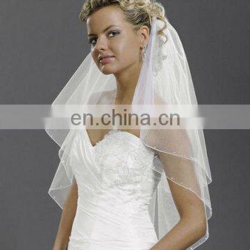 White Ivory 2T Rhinestones beads Elbow Corded Edge Bride Wedding Veil comb