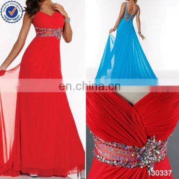 Beautiful floor-length waistband beaded crinkle chiffon dresses made in China