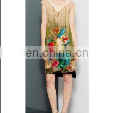 hand painted silk chiffon fabric flower digital printing on chiffon fabrics