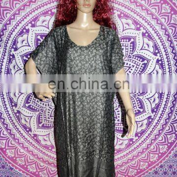 Details about Black Women Silk Kaftan Dress Hippie Boho Maxi ,Hippie Boho Kaftan Poncho Kimono