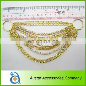 2014 rhinestone bikini connector,antique Brass Metal chain,beach swimwear chain