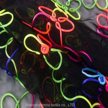 heavy net green embroidery fabric design