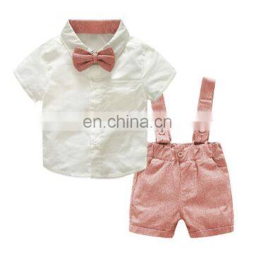 Boy's Summer Shirt, Overalls and Bow Tie Three-piece Suit Boys Summer Suits photo-4