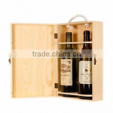 Custom wooden wine gift box,wood wine gift boxes with handle for two bottle