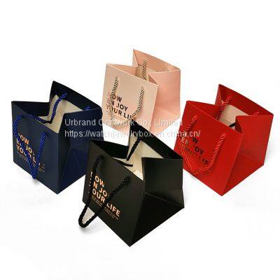 Kraft paper fruit and flower packing bag large square bottom bake takeaway bag, handbag, gift bag, wholesale customization