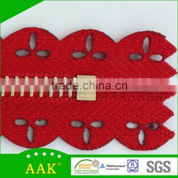 3#Lace Tape Light Gold Close End Wardrode Metal Zipper photo-4