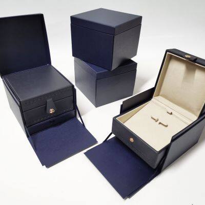 Black Customizable Pu Leather Luxury Ring Earrings Bracelet Necklace Jewelry Box