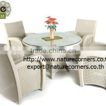 Outdoor Rattan Dining Round Table and Chair Set