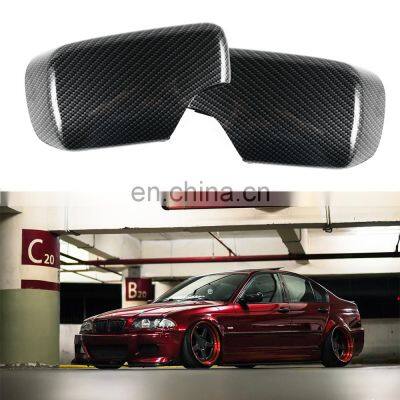 Rearview Mirror Covers For BMW E46 Car Styling Carbon Fiber Wing Door Rearview Heated Mirrors Cap 51168238375 51168238376 ABS photo-2