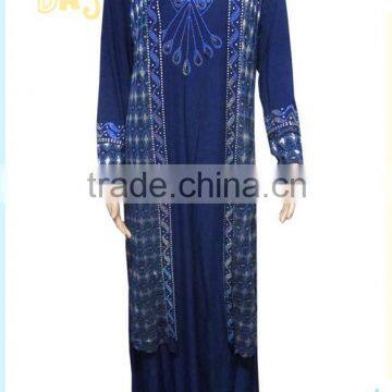 Blue 2015 Ladies Islamic dress, muslim clothing kaftans jilbab MUSLIM ABAYA