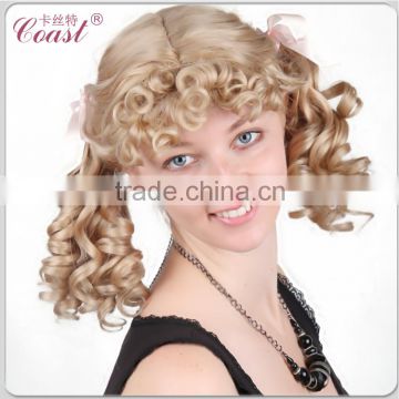 cute short synthetic blonde curly ponytails hair styles