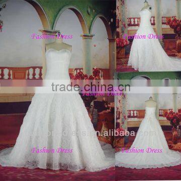 High Quality Factory Ivory Pleated Tulle Big Gown Wedding Dress Real Picture