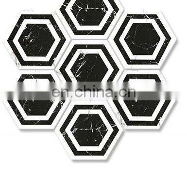 Nordic Retro Art INS Style Bathroom Background Wall Black and White Non-slip Hexagonal Tiles 200 * 230 Floor Tiles photo-4