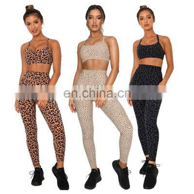 2021 Custom Logo Leopard, Yoga Sets Fitness Women Clothing Gym Wear Mujer Ropa Deportiva/