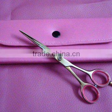 Hair Scissors Pink Synthetic Leather Case