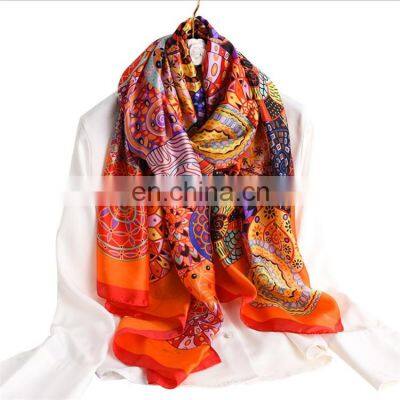 Silk Scarf Female Spring and Summer Simulation Silk Scarf Travel Wild Fashion Light Shawl Sunscreen Beach Towel Scarf photo-5