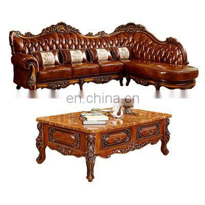 High Quality Luxury living room sofas Classical genuine leather Couch