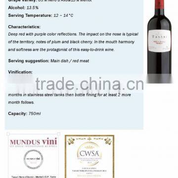 Oupusen 750 ml Tasari Sicilia Italy IGT Red Wine photo-4