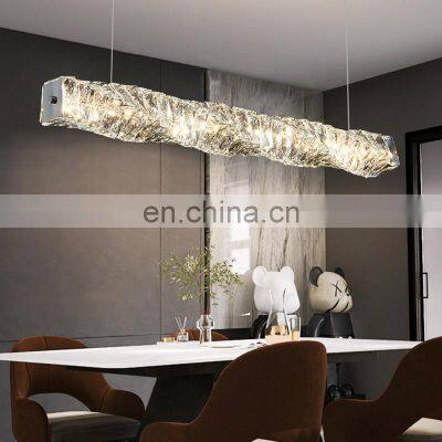 Gold Earrings Linear Stair Long Crystal Chandeliers Ceiling Luxury Pendant Light For Living Room