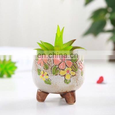 Home Succulent Plant Flower Pots Glazed Creative Hand Painted Pot Korea Plants Succulents Live Flowerpot Tray Korean Planter