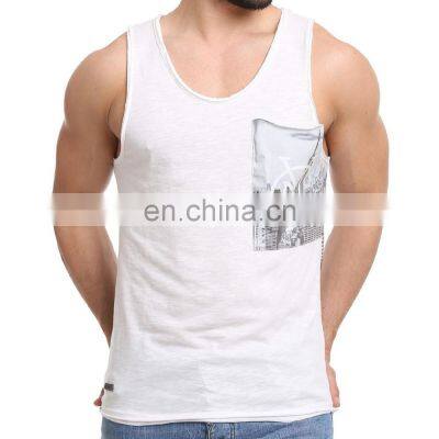 Custom Design Wholesale Price Men White 100% Cotton Summer Gym weight lifting Tank Top men gym singlets