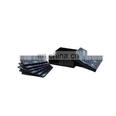 Hot Sale Square Lacquer Coaster in Holder Set of 6 Custom Design Drink Cup Coaster Set For Table Decor Vietnam Supplier photo-3