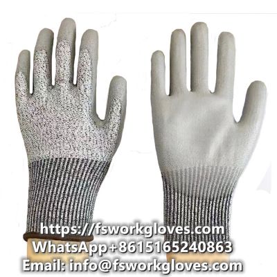 Cut Resistant Level 5 PU coated glass cutting gloves