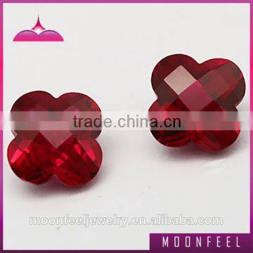 red corundum gem stone flower faceted ruby beads