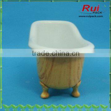 PP material special craft bathtub container,plastic wooden effect cosmetic products container