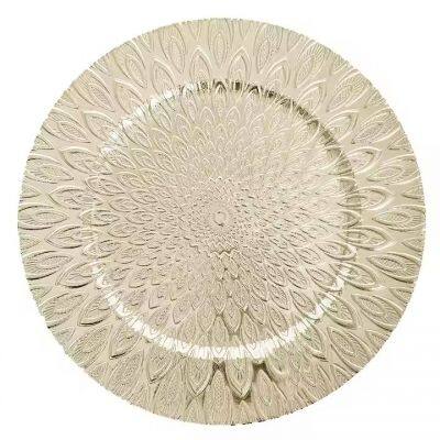 13Inch Classical Gold Wedding Plastic Charger Plates Party Charger Plate Flower Plastic Chargers Plates