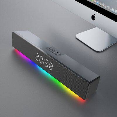 New Style Rgb Cool Lights Soundbar Speaker With Digital Clock Wireless Home Theater Sound Bar Speaker For Tv Pc
