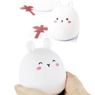 Colorful Rabbit Small Cat Soft Silicon LED Night Light for Kids Children Table Lamp Bedroom Light Changing Tap Control Remote photo-6
