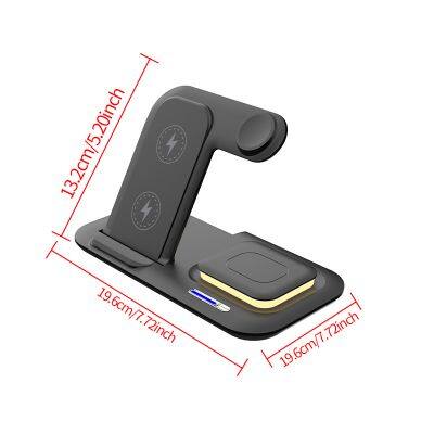 Hot Selling Portable Foldable 3 In 1 Wireless Charger With USB Output Fast Charging Station Stand Dock