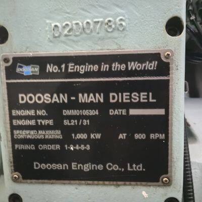 DOOSAN MAN 5L21/31 HFO Generator Sets 940KW 50HZ for Power Plants photo-2