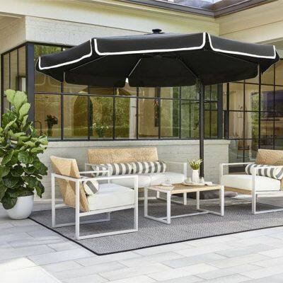 Offset 11FT Hanging Garden Umbrella UPF50+ Cantilever Polyester Crank Patio Outdoor OEM