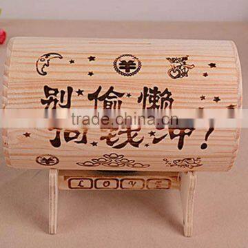 Christmas Children's Barrel Bank Wooden Coin Saving Box