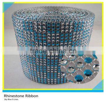 9 Lines Sapphire Rhinestone Plastic Base Material Mesh Roll Net 24 Rows photo-3