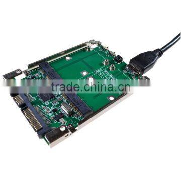 2.5" SATA III to dual mini SATA USB 3.0 to 2 mSATA SSD Raid controller card Converter with cable