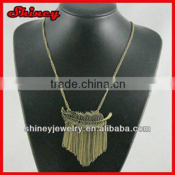 antique styled bronze colored alloy chain tassel necklace