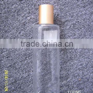 100ml transprent cylindrical lotion bottle with aluminum cap