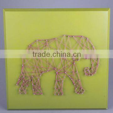 all hand-made wooden string wall art with the elephant shaped design for back to school season