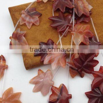 Wholesale price natural Mixted Color Agate stone Leaf gemstone shape Carved Leaf semi precious loose gemstone beads