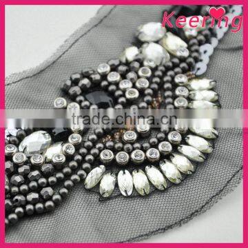 New Arrival Handmade Black Beaded Neckline for Garments photo-4