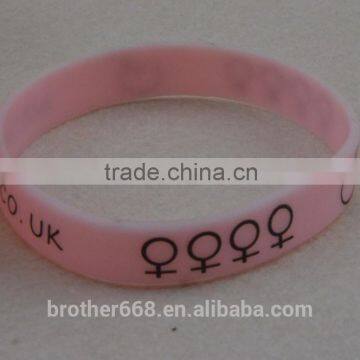 Silicon Bi-color Pink & blue print logo bracelet