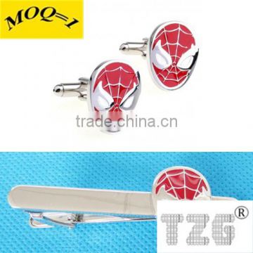 Fashion Stainless Steel Spiderman Superhero Super Hero Cufflink Cuff Link Tie Clip Tie Pin Sets