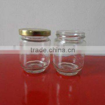 180ml Clear round glass jar, pickle jars and golden cap