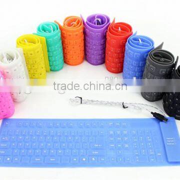 Portable waterproof flexible rubber silicone keyboard