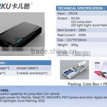 PATENT product Carku mini multi function jump starter / power bank car jump start